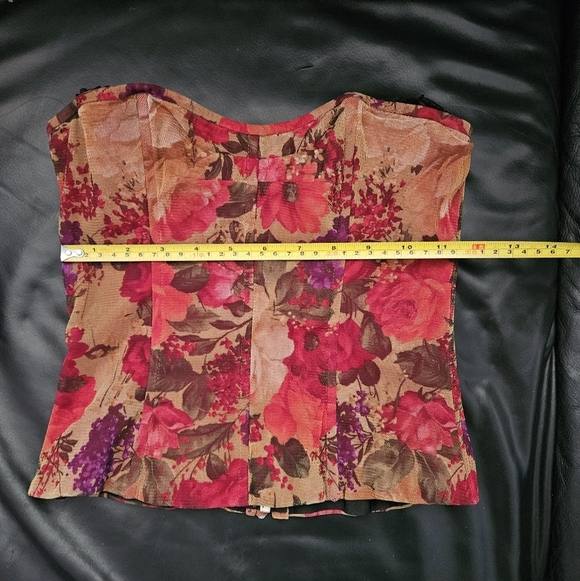 Victoria's Secret Corset Floral Strapless Top Stretchy Padded Full Zip Sz Small - Picture 10 of 12